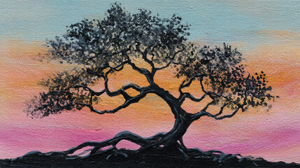 SILUETA DE ÁRBOL EN PUESTA DE SOL VIBRANTE