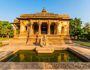 Fototapeta premium Ancient temple complex, serene morning light