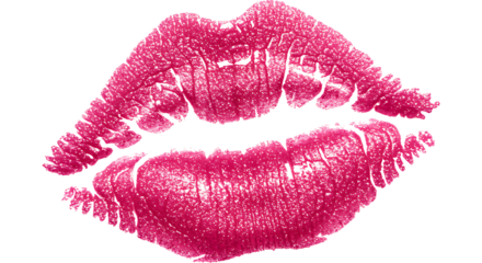 Pink Lips With Lipstick And Kiss Mark Isolated On Transparent Background Represents Love Romance And Passion