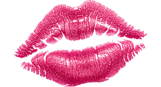 Pink Lips With Lipstick And Kiss Mark Isolated On Transparent Background Represents Love Romance And Passion