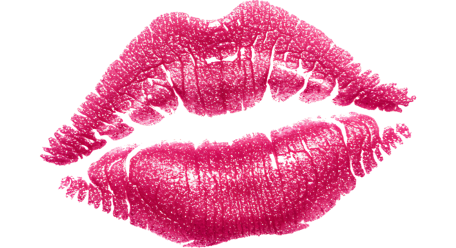 Pink Lips With Lipstick And Kiss Mark Isolated On Transparent Background Represents Love Romance And Passion
