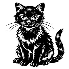 Obraz premium Stunning black cat silhouette illustration perfect for pet lovers, offering a charming design for logos, branding, and creative projects