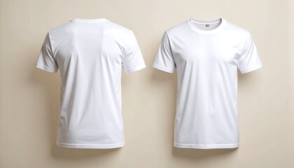 Plain White T-Shirts Displayed from Front and Back Views