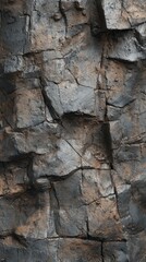 Close view Cragged rock face forms textured natural wall