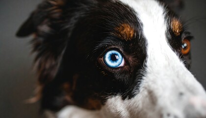 Close-up of a dog's face, showcasing heterochromia iridum