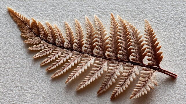 Fern leaf: A captivating close-up showcases the intricate details of a dried fern leaf, displaying nature's artistry with its delicate structure and textures.