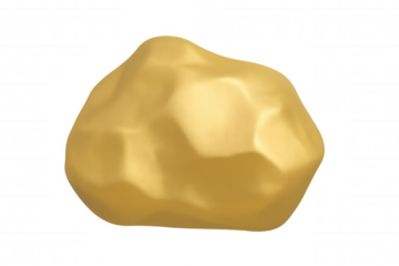 Spinning golden nugget against transparent backdrop, highlighting metallic texture and premium visual design element