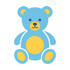 A simple and adorable blue teddy bear vector illustration, great for children's projects, toy-related designs, and baby shower invitations.