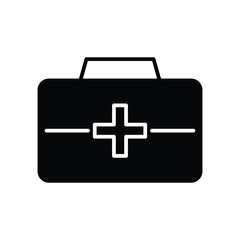 Obraz premium Black Medical First Aid Kit Icon for Emergency Health Situations