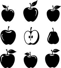 "Apple Icons Collection: Minimalist Fruit Silhouettes" vector bundle