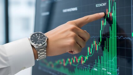 Financial analysis and economic growth analysis on a monitor