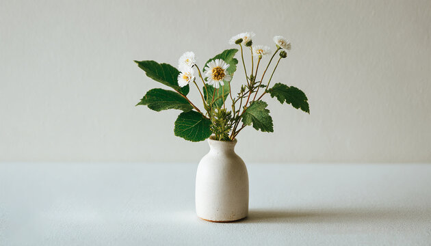 MINIMALISTA NATURALEZA MUERTA CON FLORES EN JARR&Oacute;N DE CER&Aacute;MICA