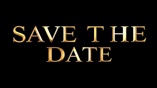 Gold Text Overlay Announcing Event Date on Black Background, Invitation Concept