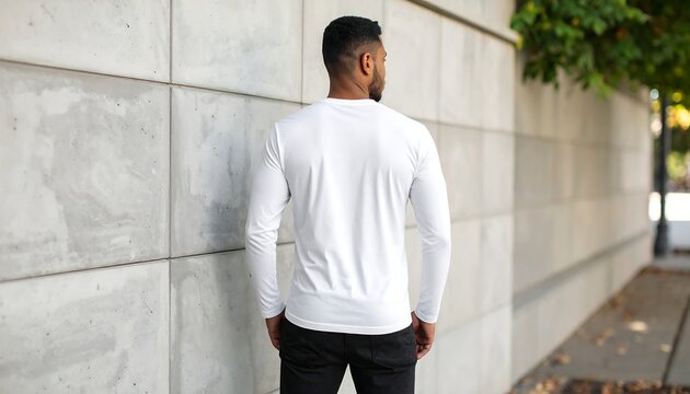 Man in White Long-Sleeve Shirt, Back View