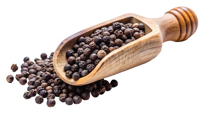 black pepper in a wooden scoop