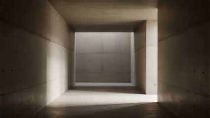 Obraz premium Minimalist concrete space with smooth floor and textured wall, clean lines and neutral tones. Serene simplicity in modern architecture.