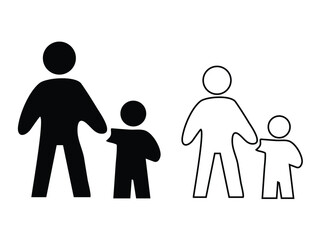Parent and Child Icon in Solid and Outline Style Vector Illustration