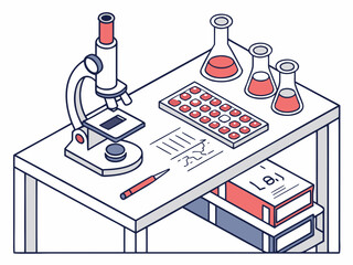 Scientific laboratory instruments on the desk