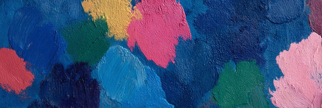 ABSTRAKTE FARBFLECKENKOMPOSITION IN BLAU-, ROSA-, GR&Uuml;N- UND GELBT&Ouml;NEN