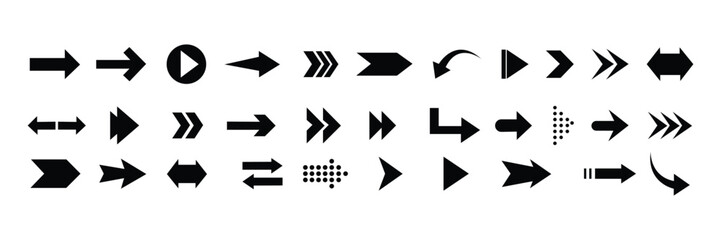 Various black arrow icon vectors. Black arrow icon collection vector. Black arrow icon set vector. Set black arrow icon symbol. 