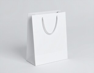 Empty White Paper Shopping Bag Retail Gift Carrier Mockup