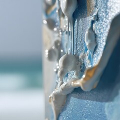 Obraz premium Close-up of textured, light-blue and white abstract artwork