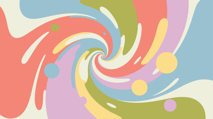 Obraz premium Retro Spiral Abstract Art in Pastel Colors with Circles Design Element