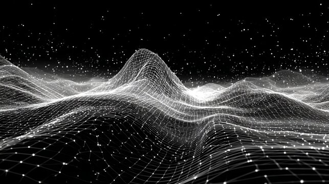 Abstract digital landscape with a mesh network.
