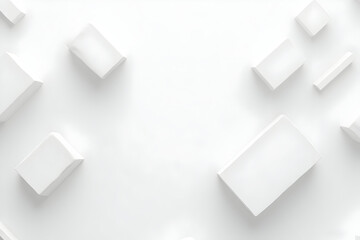 White Cubes Floating on White Surface - Minimalist Background