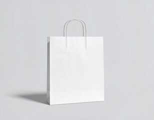 Plain White Paper Shopping Bag Mockup Isolated on Light Background