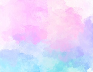 Soft watercolor washes in pastel pink, purple, blue, and teal create a dreamy, abstract background with a gentle, ethereal texture.