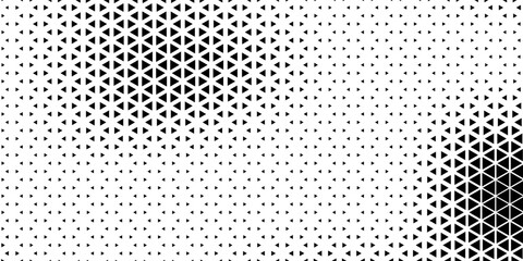 Triangular Halftone Texture Retro wave Vector Geometric Technology Abstract Background. Half Tone Triangles Retro Colored Pattern. Minimal 80s Style Dynamic Tech Structure Wallpaper