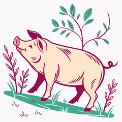 Colorful Vector Illustration of Animals on White Background