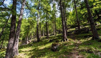 Obraz premium Lush forest on a hillside