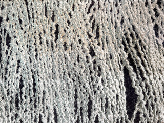 Close up of graphic background with big sewing thread linen or rope, in black and white color. Seamless background 