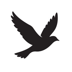 Bird in flight silhouette white background