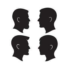 Four man side profiles silhouette
