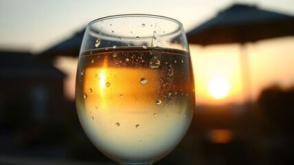 glass of campagne on bokeh background