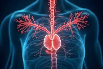 Human Thymus Gland with Blood Vessels Anatomy Illustration