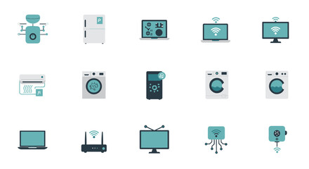 Smart home technology icons for modern devices and appliances