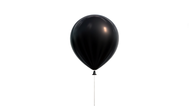 Elegant black balloon isolated on transparent background, perfect for party decorations, celebrations, and festive events