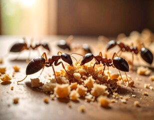 Ants feasting on crumbs (3)