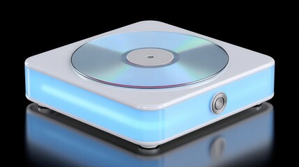 Fototapeta premium Futuristic CD player design with neon glow and sleek aesthetics showcases modern music technology. CD Player Day