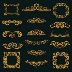 Art Deco Gold Frames and Borders Vector Collection