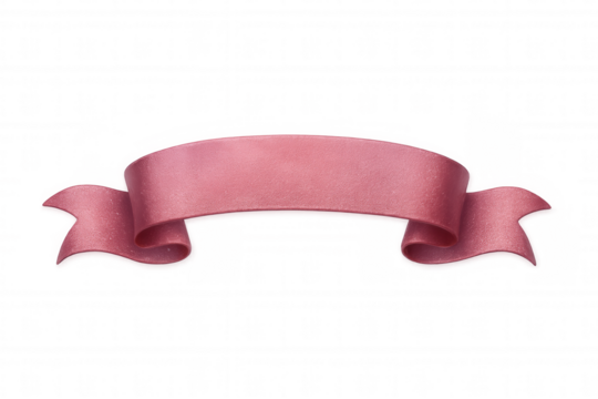 Pink waving ribbon banner with transparent background, perfect for adding a touch of elegance to designs