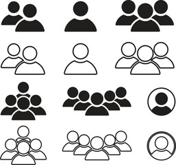 People group icon set. Team people. User profile symbol. Group of people or group of users collection. Persons symbol - stock vector.