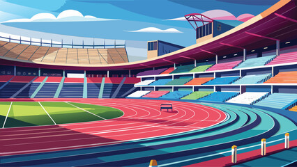  detailed illustration of a stadium showcasing a tennis court, with rows of seats and a lively environment. © Rana Islam