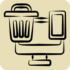 Icon E Waste. related to Waste symbol. hand drawn style. design editable