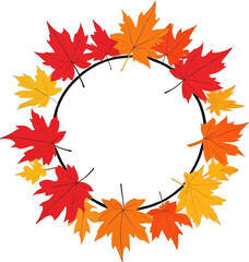 Fototapeta premium Golden autumn maple leaves forming a decorative frame, ideal for seasonal banners, posters, and invitations