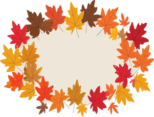 Vibrant autumn leaf frame with red, yellow, and orange maple leaves, ideal for harvest festival or Thanksgiving themes
